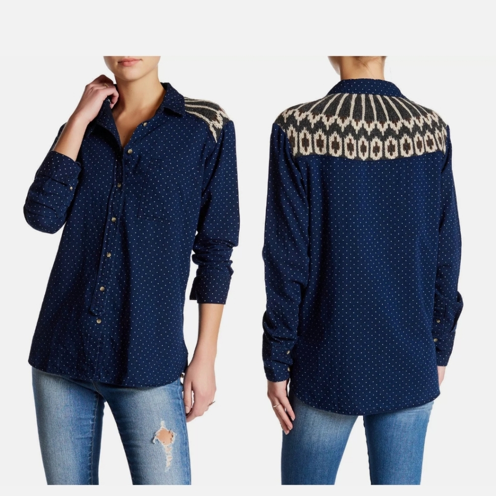 Free People buttondown with sweater detail